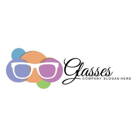 glasses logo design, vector illustration of optical tools to style and maintain eye healthのイラスト素材