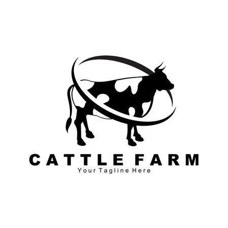 cow animal logo, cattle farm, dairy farm animal illustration designのイラスト素材