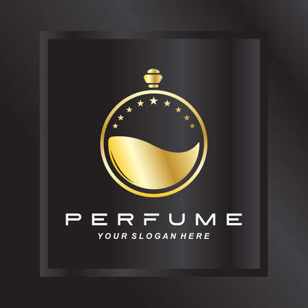 Luxury perfume bottle logo design, illustration for cosmetics, beauty, salon, company products,のイラスト素材