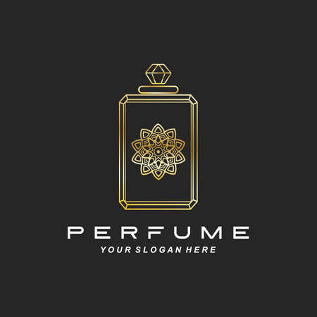 Luxury perfume bottle logo design, illustration for cosmetics, beauty, salon, company products,のイラスト素材