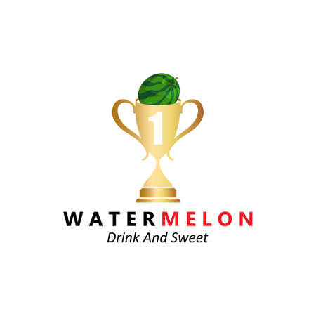 Vector Illustration Of Fresh Fruit Watermelon Fruit Logo Red, Available In The Market, Screen Printing Design, Sticker, Banner, Fruit Companyのイラスト素材