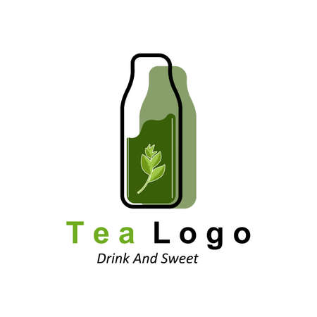 Tea logo design, vector drink icon from green leaves, for healthのイラスト素材