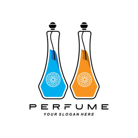 Luxury perfume bottle logo design, illustration for cosmetics, beauty, salon, company products,のイラスト素材