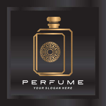 Luxury perfume bottle logo design, illustration for cosmetics, beauty, salon, company products,のイラスト素材