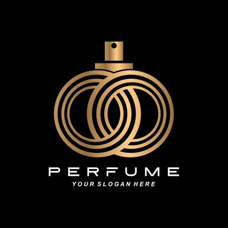Luxury perfume bottle logo design, illustration for cosmetics, beauty, salon, company products,のイラスト素材