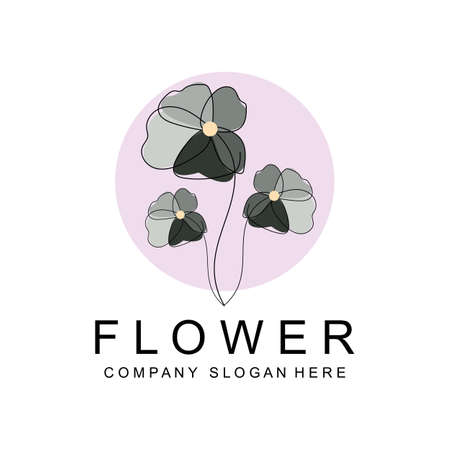 Floral Logo Design, Vector Illustration Style Line Icon Abstract artworkのイラスト素材