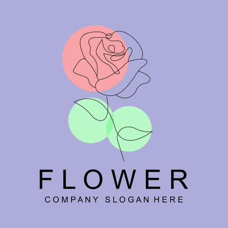 Floral Logo Design, Vector Illustration Style Line Icon Abstract artworkのイラスト素材