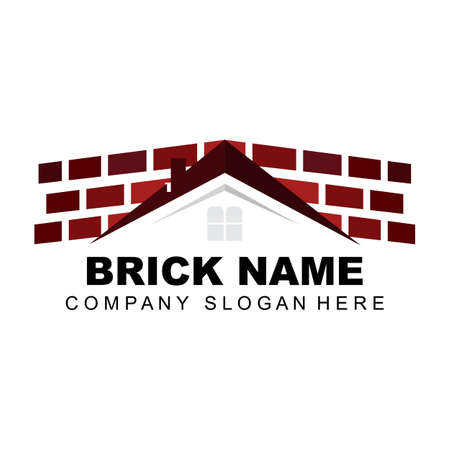 Brick Logo Design, Building Material Illustration, Construction Company Product Brand Iconのイラスト素材