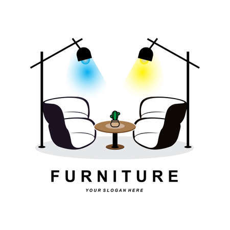 Wardrobe Design, Furniture Clothes Place Illustration, Wood Craft Company Brand Icon Vectorのイラスト素材