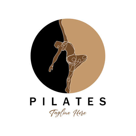 Pilates sitting pose logo icon symbol a calming yoga exercise that moves the whole bodyのイラスト素材