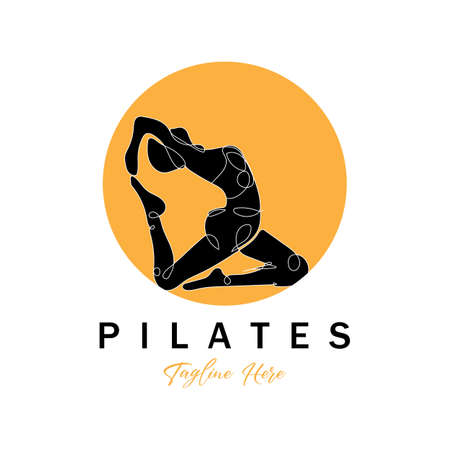 Pilates sitting pose logo icon symbol a calming yoga exercise that moves the whole bodyのイラスト素材