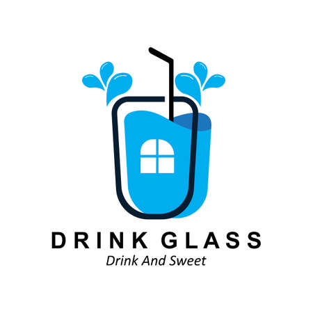 Drink Glass Logo Design, Vector Icon Illustration of Juice, Wine, and Coffee Drinksのイラスト素材