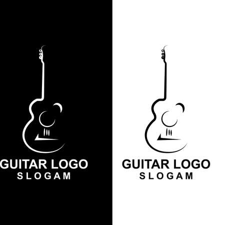Guitar Logo Design, Musical Instrument Vector icon illustrationのイラスト素材