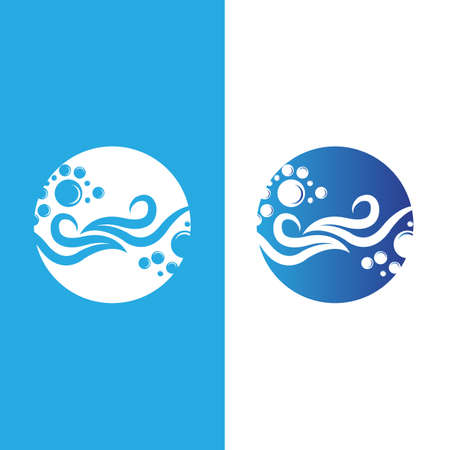 Ocean Waves Logo Design, Beach Icon Illustrationのイラスト素材