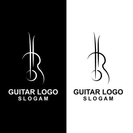 Guitar Logo Design, Musical Instrument Vector icon illustrationのイラスト素材