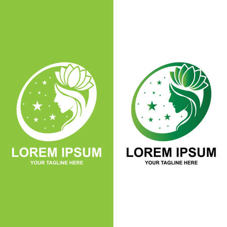 Beauty Woman Logo Design, Hair Care Salon Vector Illustrationのイラスト素材