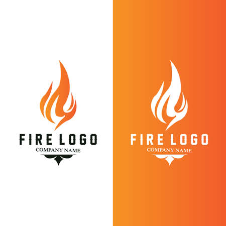 red smoldering fire icon vector logo, classic retro designのイラスト素材