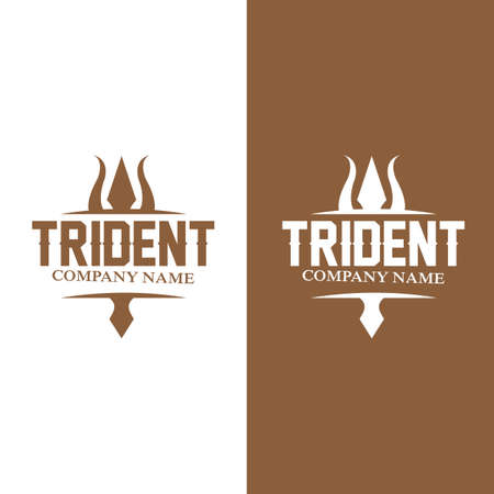 Trident Logo Template Vector Icon Design, god war weapon, spear power of the ocean