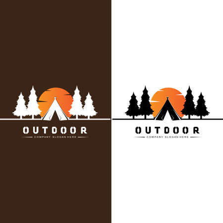 camping/outdoor logo icon vector. concept retro illustration designのイラスト素材