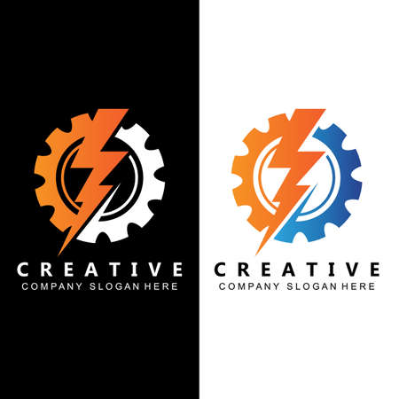 ELECTRICITY CURRENT VECTOR DESIGN LOGO, COOL LIGHTNINGのイラスト素材