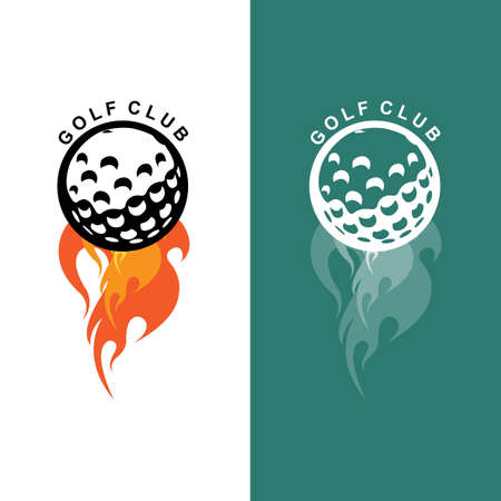 vector icon logo golf ball, stick, and golfing. Outdoor Games, retro concept illustrationのイラスト素材