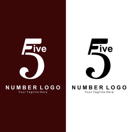 number 5 five logo design, premium simple icon vector, suitable for company, banner, sticker, product brandのイラスト素材