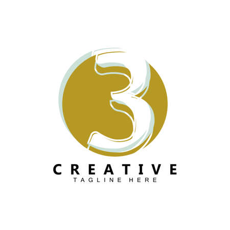 number 3 three logo design, premium icon vector, illustration for company, banner, sticker, product brandのイラスト素材