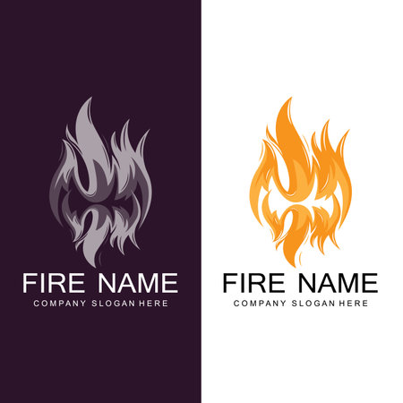 red smoldering fire icon vector logo, classic retro designのイラスト素材