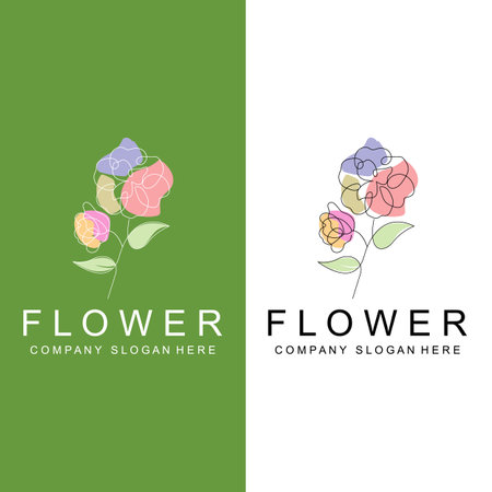 Floral Logo Design, Vector Illustration Style Line Icon Abstract artworkのイラスト素材