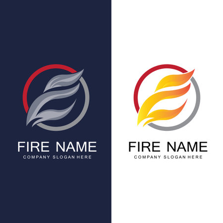 red smoldering fire icon vector logo, classic retro designのイラスト素材