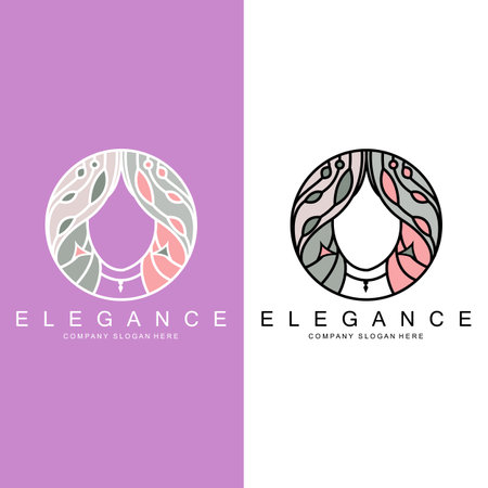Beauty Woman Logo Design, Hair Care Salon Vector Illustrationのイラスト素材