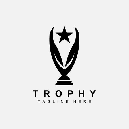 Trophy Logo Design, Award Winner Championship Trophy Vector, Success Brandのイラスト素材