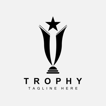 Trophy Logo Design, Award Winner Championship Trophy Vector, Success Brandのイラスト素材