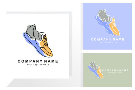 Sneakers Shoe Logo Design, vector illustration of trending youth footwear, simple funky conceptのイラスト素材