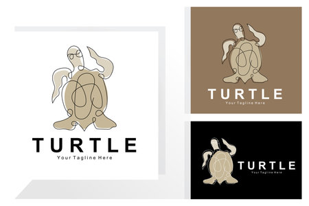 Sea Turtle Logo Design Protected Amphibian Marine Animal Icon Illustration, Vector Brand Corporate Identityのイラスト素材