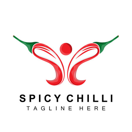 Spicy Chili Logo Design, Red Vegetable Illustration, Kitchen Ingredients, Hot Chili Vector Brand Productsのイラスト素材