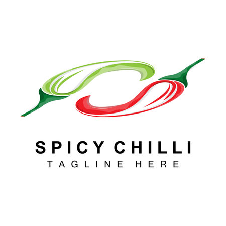 Spicy Chili Logo Design, Red Vegetable Illustration, Kitchen Ingredients, Hot Chili Vector Brand Productsのイラスト素材