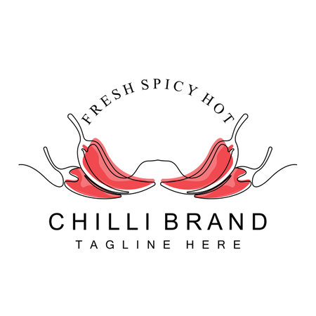 Spicy Chili Logo Design, Red Vegetable Illustration, Kitchen Ingredients, Hot Chili Vector Brand Productsのイラスト素材