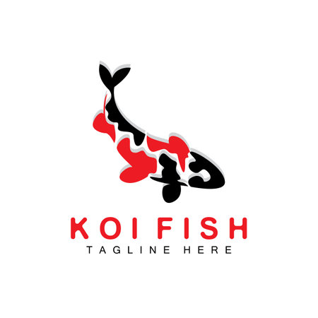 Koi Fish Logo Design, Chinese Lucky And Triumph Ornamental Fish Vector, Company Brand Gold Fish Iconのイラスト素材