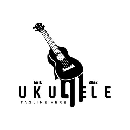 Minimalist Ukulele Music Logo Design, Ukulele Guitar Vector. Ukelele Logo Designのイラスト素材