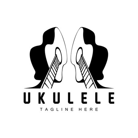 Minimalist Ukulele Music Logo Design, Ukulele Guitar Vector. Ukelele Logo Designのイラスト素材