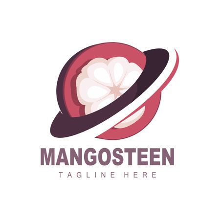 Mangosteen Logo Design, Fresh Fruit Vector for Skin Health, Fruit Shop Brand Illustration And Natural Skin Medicineのイラスト素材