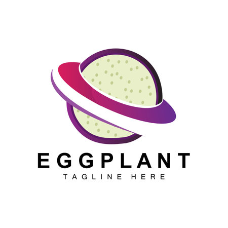 Eggplant Logo Design, Vegetables Illustration Purple Vegetable Plantation Vector, Product Brand Icon Templateのイラスト素材
