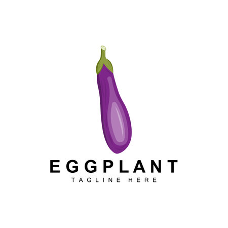 Eggplant Logo Design, Vegetables Illustration Purple Vegetable Plantation Vector, Product Brand Icon Templateのイラスト素材