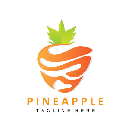 Pineapple Logo Design, Fresh Fruit Vector, Plantation Illustration, Fruit Product Brand Labelのイラスト素材