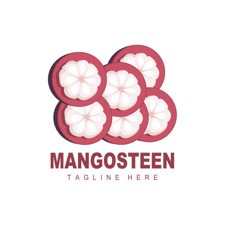 Mangosteen Logo Design, Fresh Fruit Vector for Skin Health, Fruit Shop Brand Illustration And Natural Skin Medicineのイラスト素材