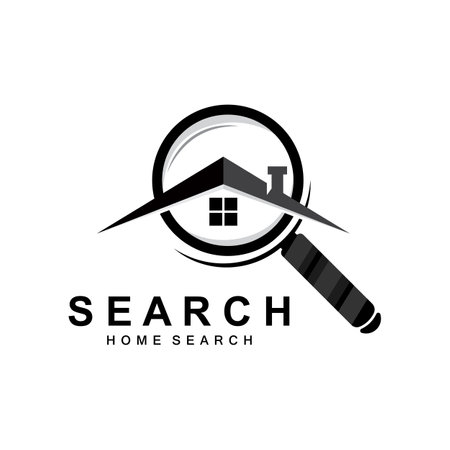 Search Logo Design, Detective Illustration, Home search, Glass Lens, Company Brand Vectorのイラスト素材