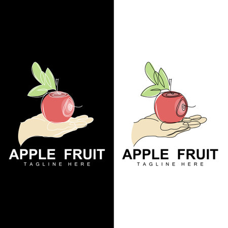 Fruit Apple Logo Design, Red Fruit Vector, With Abstract Style, Product Brand Label Illustrationのイラスト素材