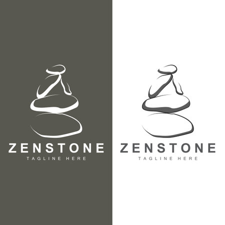 Balance Stone Logo Design, Vector Therapy Stone, Massage Stone, Hot Stone And Zenstone, Product Brand Illustrationのイラスト素材