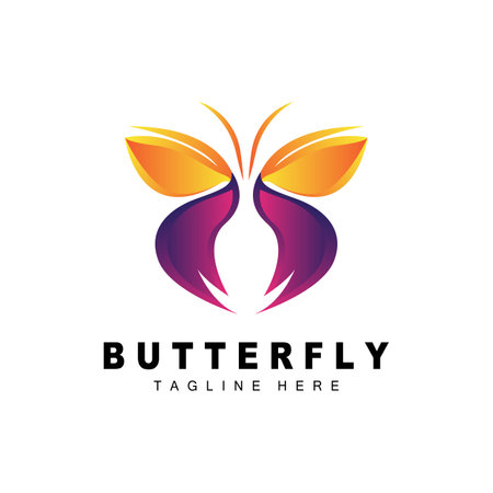 Butterfly Logo, Animal Design With Beautiful Wings, Decorative Animals, Product Brandsのイラスト素材
